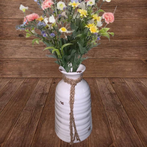 Unknown Other - Farmhouse, White Distressed Decorative Vase